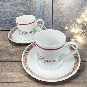 Crown Porcelain Prestige Expresso Cups Saucers Set 2 Cups And 2 Saucers Thailand